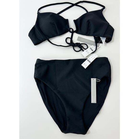 J.Crew Bikini Swimsuit Classic Sculpt Mira Hallie High Waist Set Black Small NWT - Picture 6 of 16